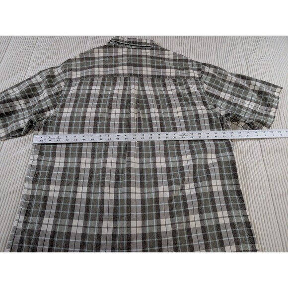 Woolrich Mens Shirt L Green Plaid Short Sleeve Button Up Pocket Casual - Picture 7 of 7